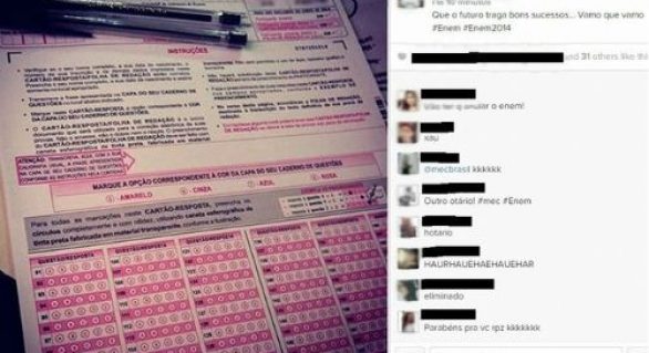 Candidatos postam fotos de cartões de resposta na internet