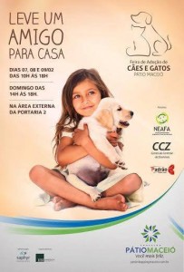 NEAFA promove Feira de adoção de cães e gatos neste sábado