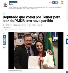 Almeida votou em Temer para “sair” do PMDB e deve indicar secretário no governo RF