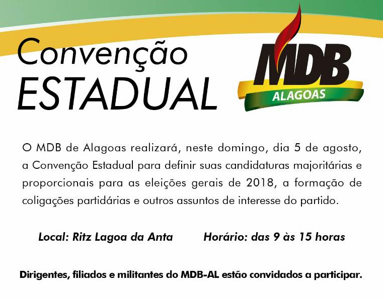 MDB realiza convenção para oficializar candidatos em Alagoas