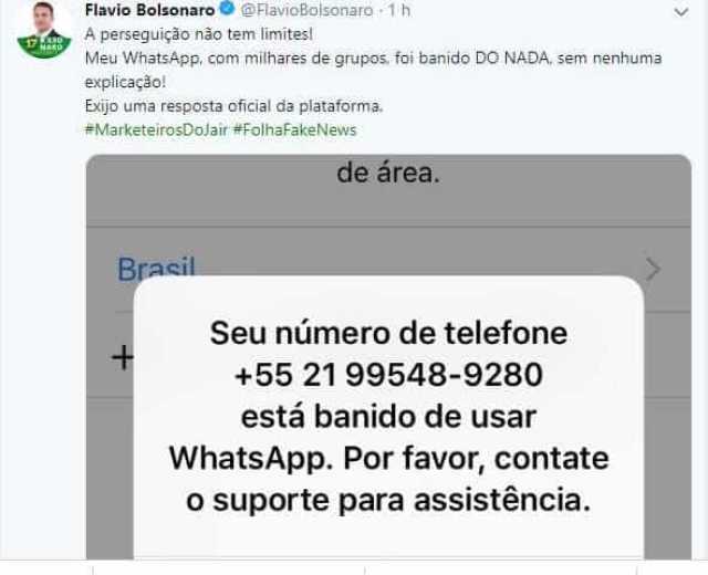 Flávio Bolsonaro diz que teve conta do WhatsApp banida