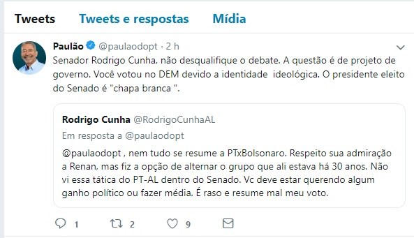 No Twitter, Cunha e Paulão trocam farpas sobre votação do Senado