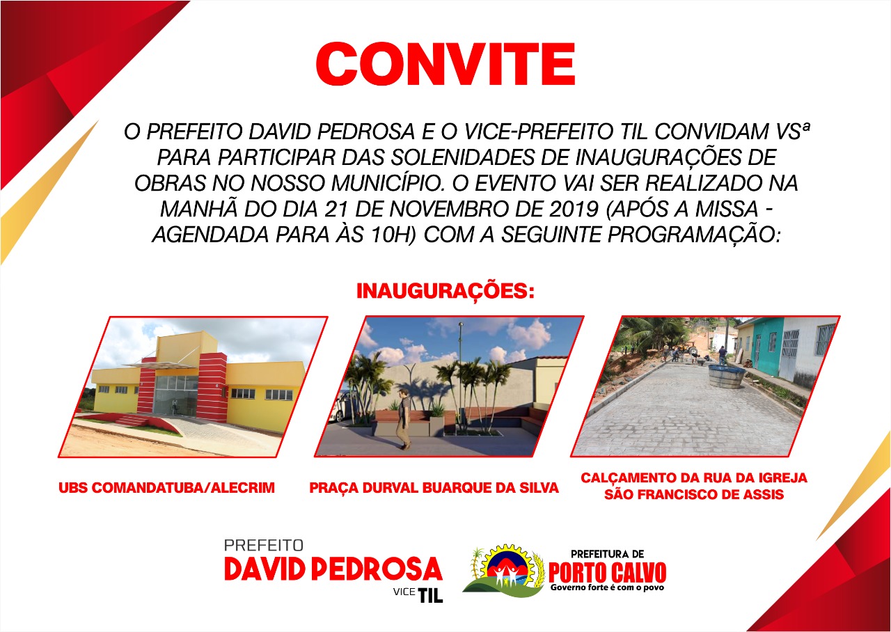 Prefeitura de Porto Calvo Prepara inaugurações para o dia da padroeira